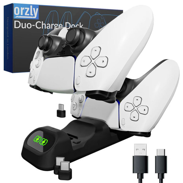 Black Duo-Charge Controller Dock PS5/Xbox Sx/NSW/Stadia [Orzly]